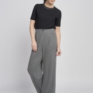 Pinns 697T Grey White Stripe Wide Leg Trousers