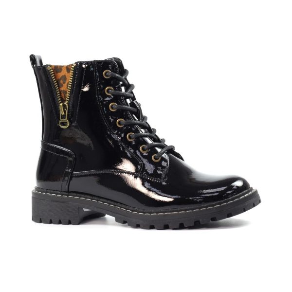 Lunar Nevada Black Patent Ankle Boots - Image 2