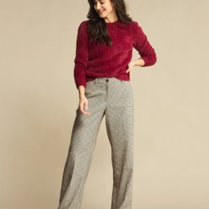 Red Button Fuzzy Puff Sleeve Jumper