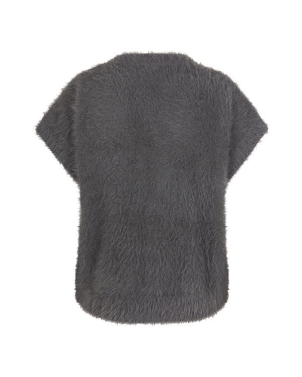 Red Button Sleeveless Fuzzy Cardigan - Image 3