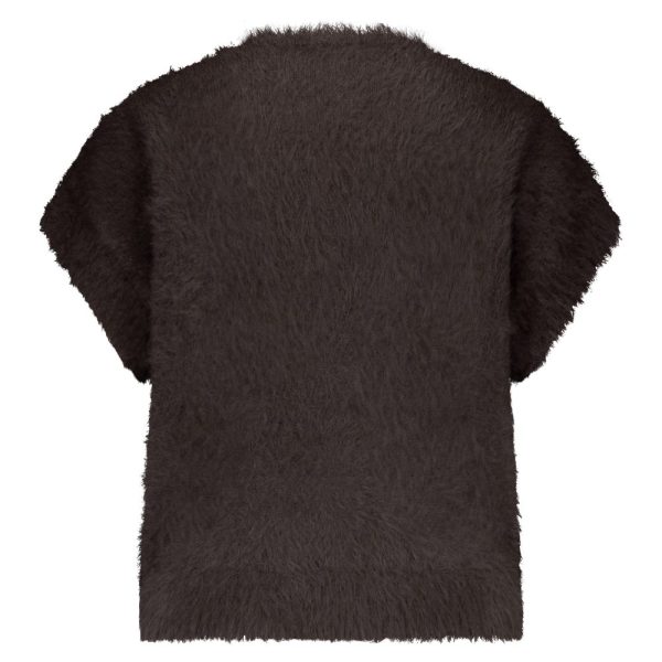 Red Button Sleeveless Fuzzy Cardigan - Image 7