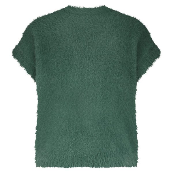 Red Button Sleeveless Fuzzy Cardigan - Image 5