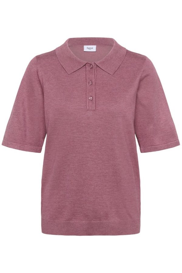 Saint Tropez Mila Polo Red Violet Melange Pullover