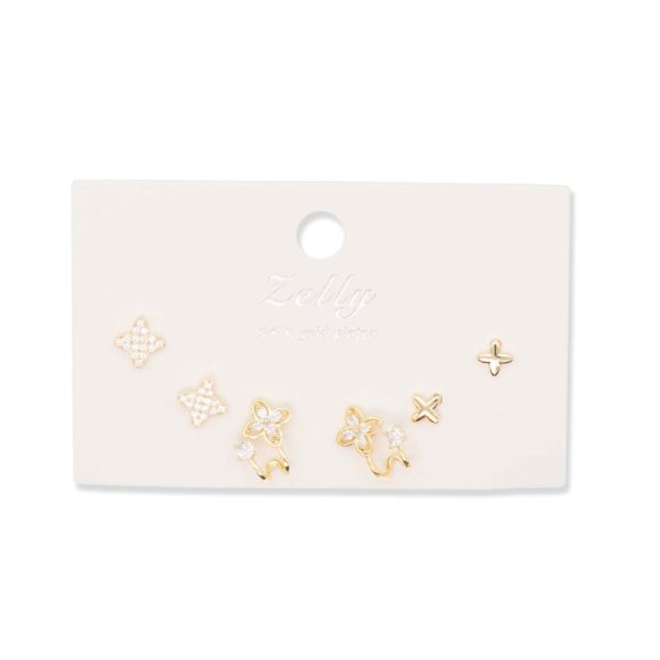 7907 Gold Flower Multipack Earrings