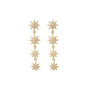 0907 Multi Drop Star Earrings in Gold & Silver