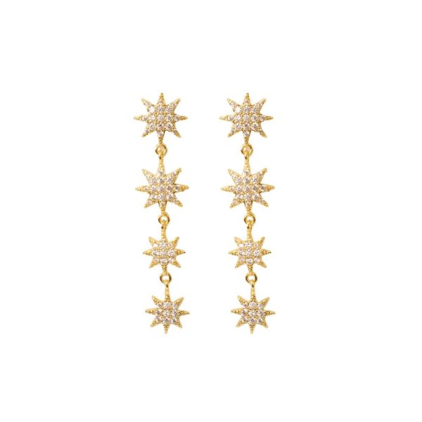 0707 Gold Multi Drop Star Necklace - Image 2