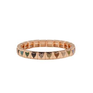 4321 Elasticated Jewelled Heart Bracelet
