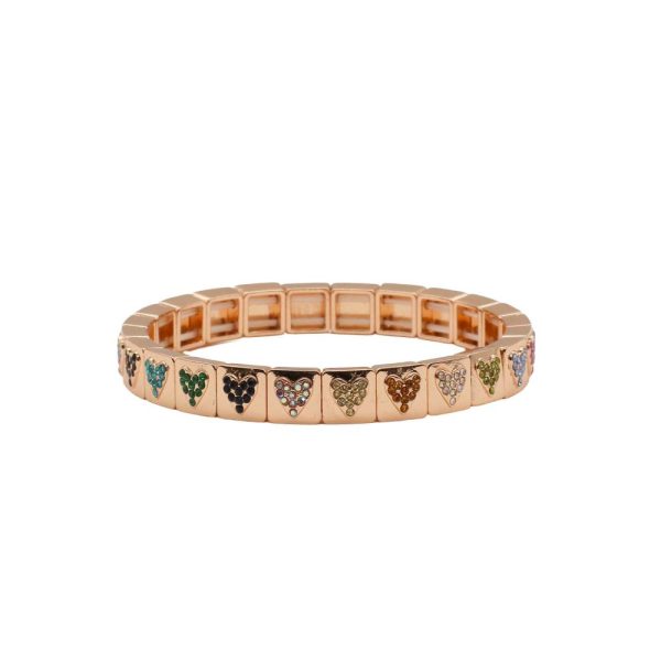 4321 Elasticated Jewelled Heart Bracelet