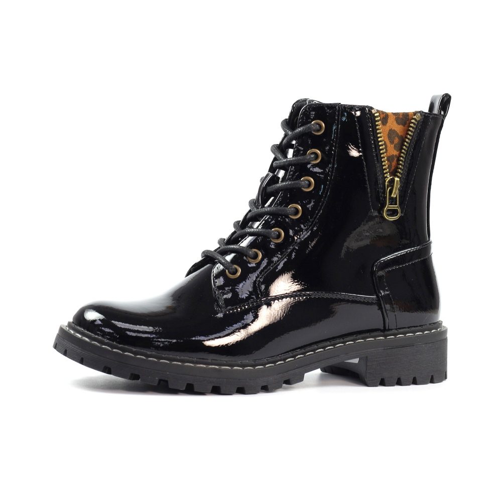 Lunar Nevada Black Patent Ankle Boots - Image 8