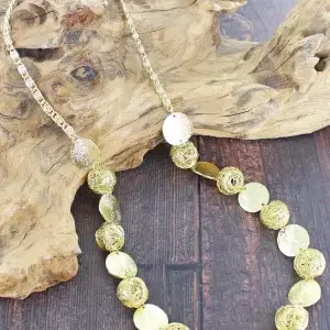 1501 Mesh Ball & Disc Necklace - Gold & Silver