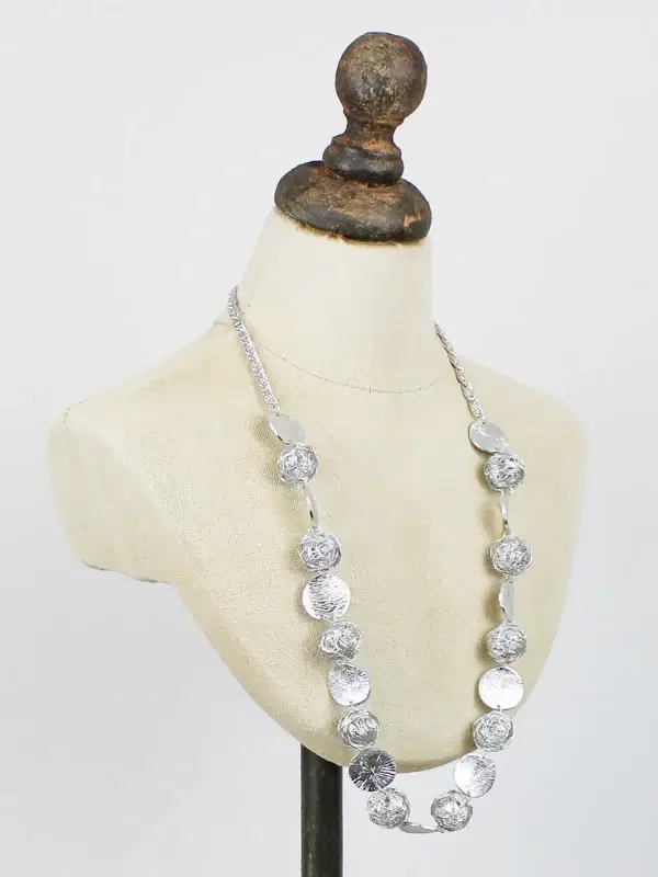 1501 Mesh Ball & Disc Necklace - Gold & Silver - Image 3