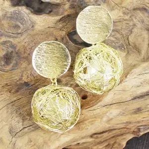 1502 Mesh Ball & Disc Earrings in Gold & Silver