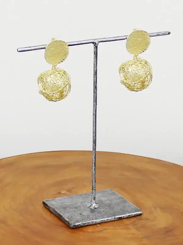 1502 Mesh Ball & Disc Earrings in Gold & Silver - Image 5
