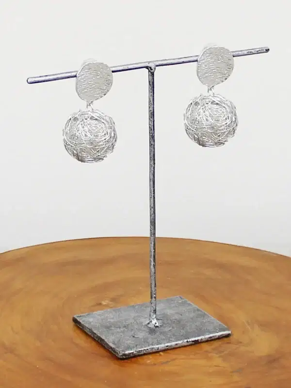 1502 Mesh Ball & Disc Earrings in Gold & Silver - Image 3