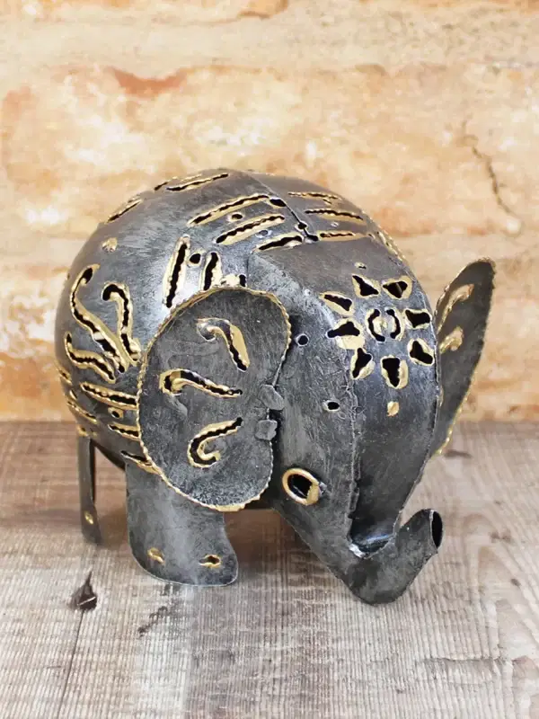6506 Decorative Metal Elephant - Large & Small - Image 3