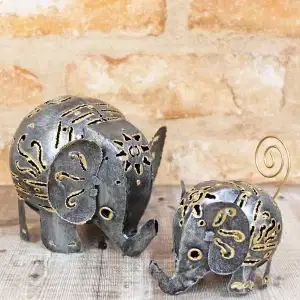 6506 Decorative Metal Elephant - Large & Small