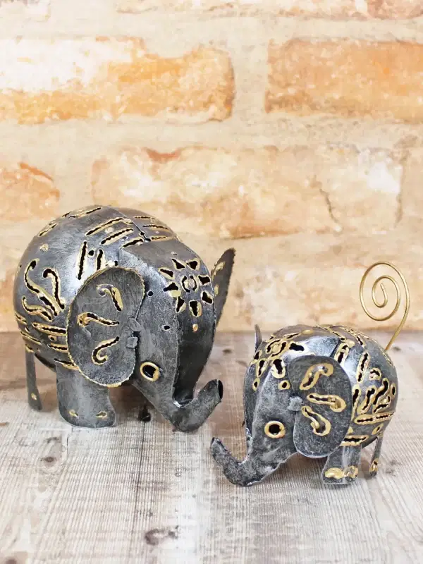 6506 Decorative Metal Elephant - Large & Small