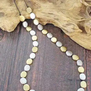 1502 Two Tone Oval Disc Necklace