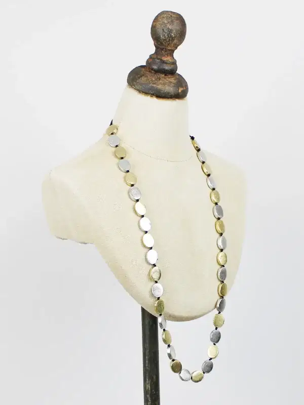 1502 Two Tone Oval Disc Necklace - Image 2