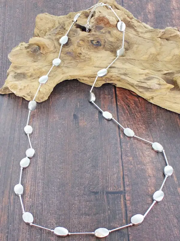 1503 Long Oval Necklace - Silver & Gold - Image 4