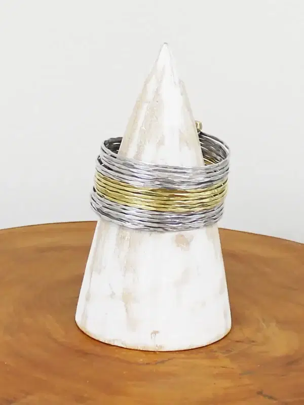 1505 Silver & Gold Wide Cuff Bangle - Image 2