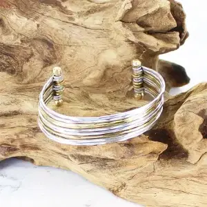 1711 Two Tone Narrow Cuff Bangle