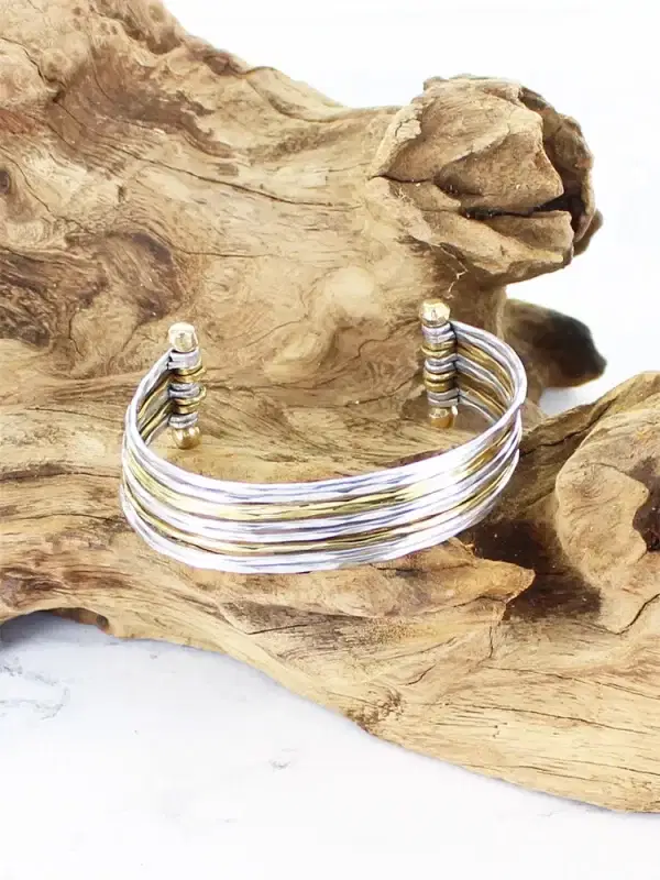 1711 Two Tone Narrow Cuff Bangle