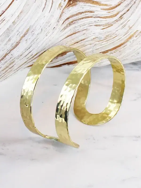 1018 Beaten Metal Double Bar Cuff