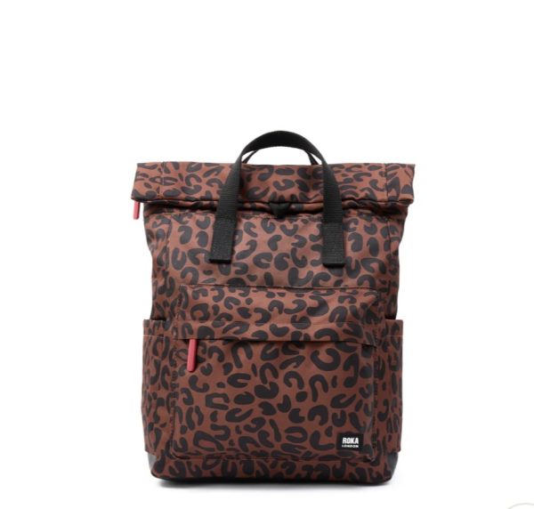 Roka Canfield B Scarlet Leopard Print Medium Recycled Canvas Backpack