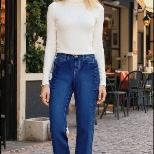 Brooke Vintage Side Stud Wide Leg Stretch Jeans