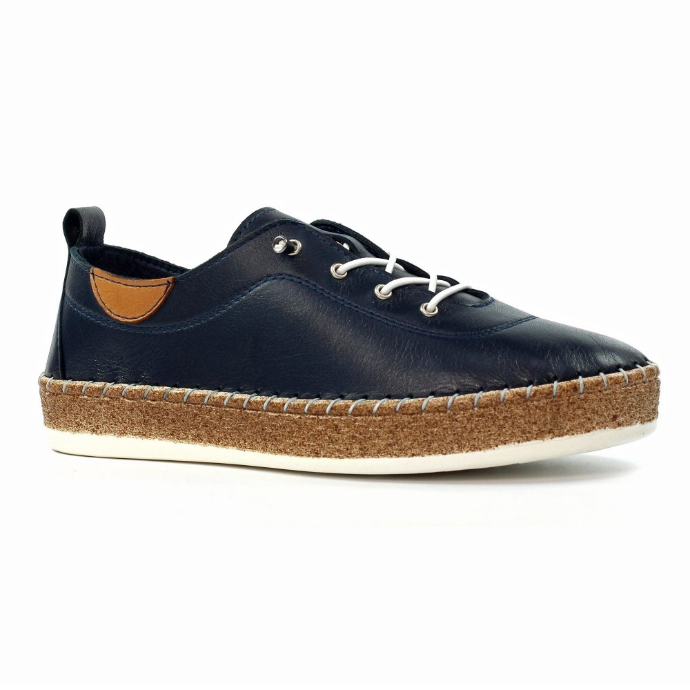 Lunar Evie Navy Leather Plimsoll - Image 9