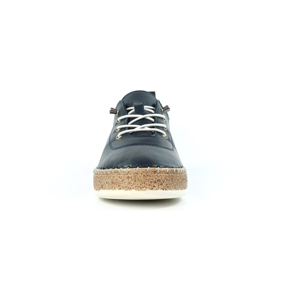 Lunar Evie Navy Leather Plimsoll - Image 8