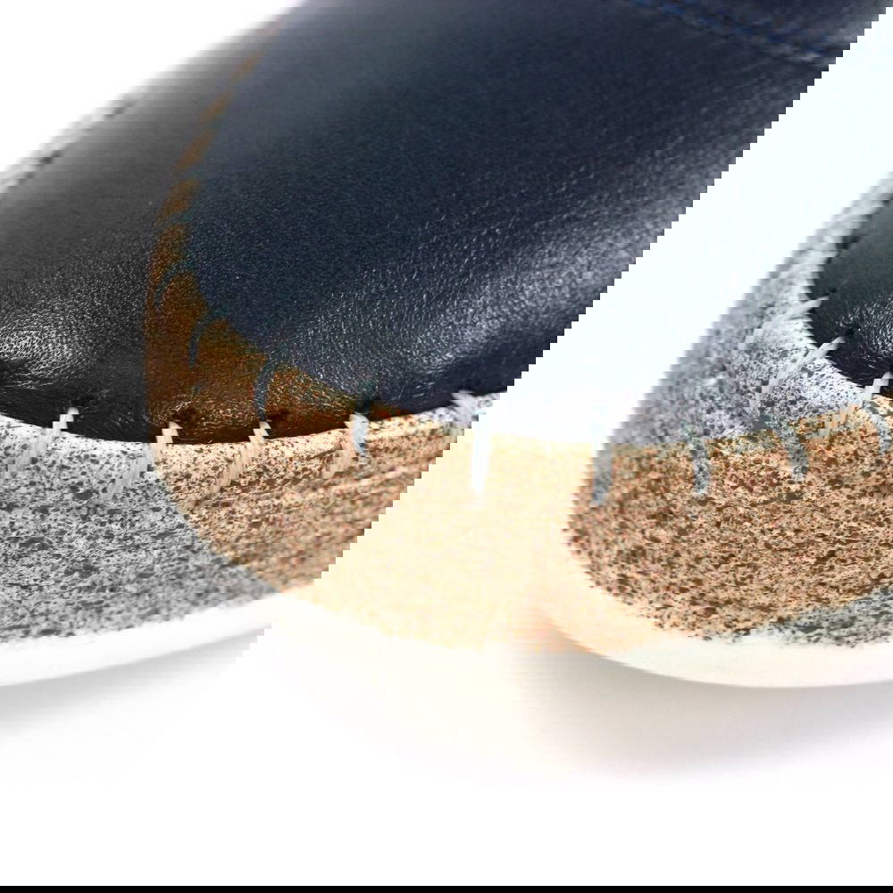 Lunar Evie Navy Leather Plimsoll - Image 3