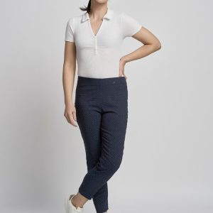 Pinns 302CT Navy Polka Dot Print Trousers