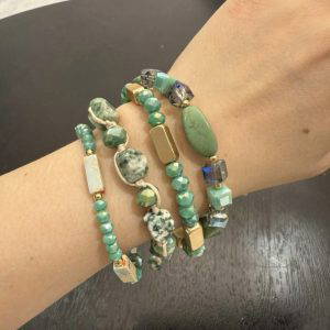987 Set of Four Green Beaded Bracelets