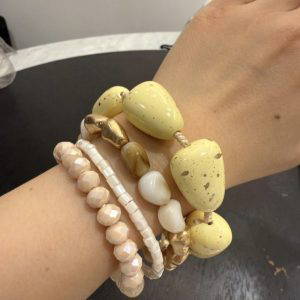 988 Set of Four Yellow Beaded Bracelets