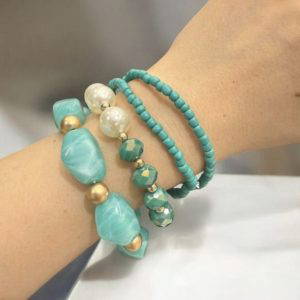 989 Set of Four Turquoise Beaded Bracelets