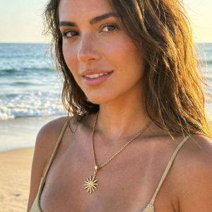 Envy 4764 Short Gold Necklace with Sunburst Pendant