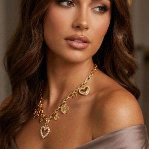 Envy 4811 Short Gold Necklace with Charms