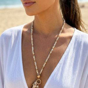 Envy 4812 Long Beaded Necklace with Starfish Pendant