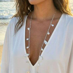 Envy 4829 Long Seashell Necklace in Gold & Silver