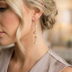 Envy 4845 Pearl & Gold Drop Long Earrings
