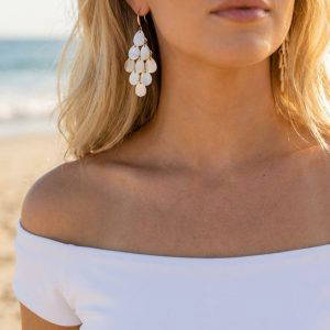 Envy 4855 Long Shell Dangle Earrings in Silver & Gold