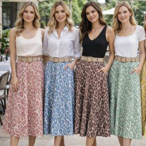 Penny Leopard Print A Line Skirt