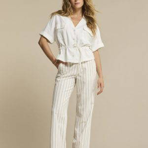 Red Button Colette Linen/Co Stripe Trousers