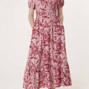 Zoe Leaf Print Midaxi Dress