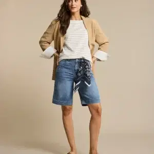 Red Button Terry Stripe with Knot Top