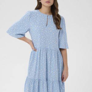 Saint Tropez EdaSZ Mid Sleeve Dress - Allure Ice Small Blooms - Blue