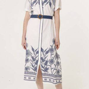 Jade Embroidered Belted Dress