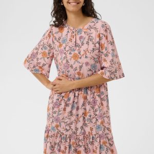 Saint Tropez EdaSZ Mid Sleeve Dress - Pink Nectar Romantic Flowers - Pink